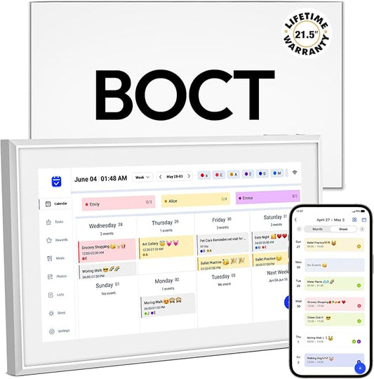 BOCT 21.5'' Digital Calendar Wall - 32GB Memory Touch Screen Chore Chart Smart Calendar,Digital Planner,Auto-Sync,APP Control,Interactive Family Schedules, Gift for Mother