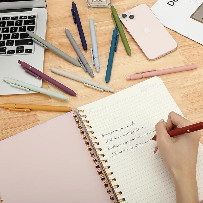 Ddaowanx Gel Pens, 12 Pcs 0.5mm Quick Dry Black Ink Pens Fine Point Smooth Writing Pens, Cute Office School Supplies Gifts for Women (12 Pcs Vintage+Morandi-Black Ink)