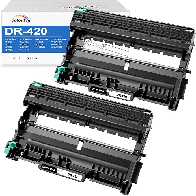 DR420 Drum Unit High Yield Replacement for Brother Printer - 2 Packs, Compatible with HL-2240 HL-2270DW HL-2280DW HL-2230 MFC-7360N MFC-7860DW DCP-7065DN Printer (2 Pack, NOT Toner)