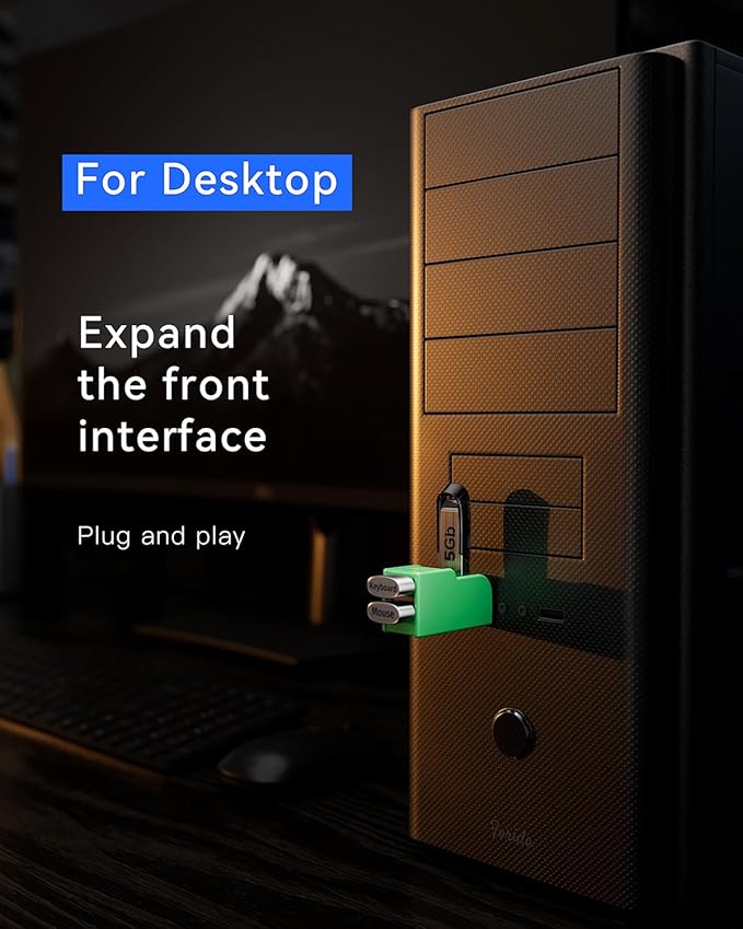 FORIDA 3 Ports USB 3.0 Adapter, USB Hub with 1 USB 3.0 and 2 USB 2.0 Ports, Portable USB Port Splitter for Keyboard, Mobile Hard Disk, U Disk, Camera, Mouse, etc (Green)