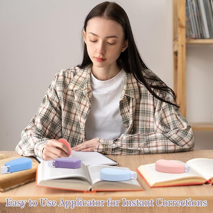 Chivao 100 Pack Mini Correction Tape Bulk Ink Corrector Eraser Tape Set Cute Aesthetic Colorful Instant Correction Applicator for Office School Student Stationery Supplies, 0.2 x 158 Inch (Pastel)