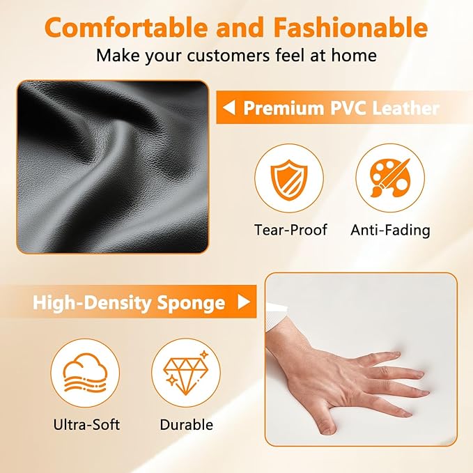 CLATINA Waiting Room Guest Chair with Bonded Leather Padded Arm Rest for Office Reception and Conference Desk Black 8 Pack