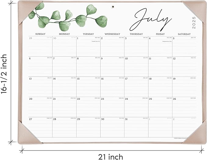 Cabbrix Desk Calendar 2025-2026 with Desktop Mat, Large Desk Pad Calendar 21" x 16-1/2" July 2025 to December 2026, Desk Blotter Calendar for Home School and Office, Apricot