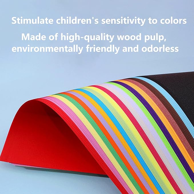 Colored Lightweight Construction Paper - A4 Origami Paper 200 Sheets Colored Paper, 20 Colors Colored Printer Paper Copy Paper, 8.3" X 11.7" Multipurpose Colored 70GSM for DIY Kids Art Craft