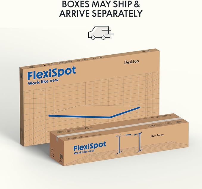FLEXISPOT EN1 One-Piece Standing Desk 55 x 28 Inch Electric Adjustable Height Desk for Home Office and Computer Workstation (White Frame + 55" Maple Top, 2 Packages)