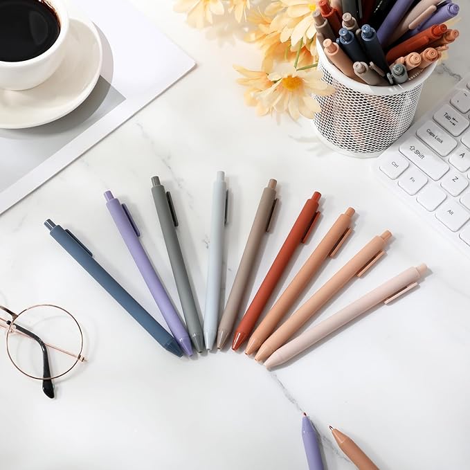 Crtiin 50 Pcs Gel Ink Pens Bulk Black Ink, Smooth Writing Cute Colorful Pens for Back to School First Day of School Teacher Student Server Office Supplies Staff Party Favor Gifts (Morandi Colors)