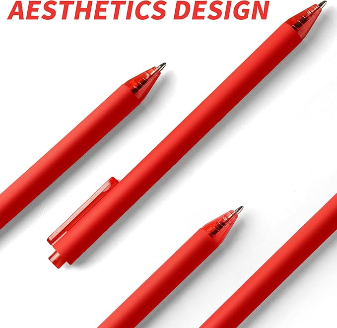 deegtran Pens Bulk, 50 Pack Smooth Red Ink Ballpoint Pens, Wholesale Retractable Pens, No Bleed Click Pen Medium Point, 1.0MM