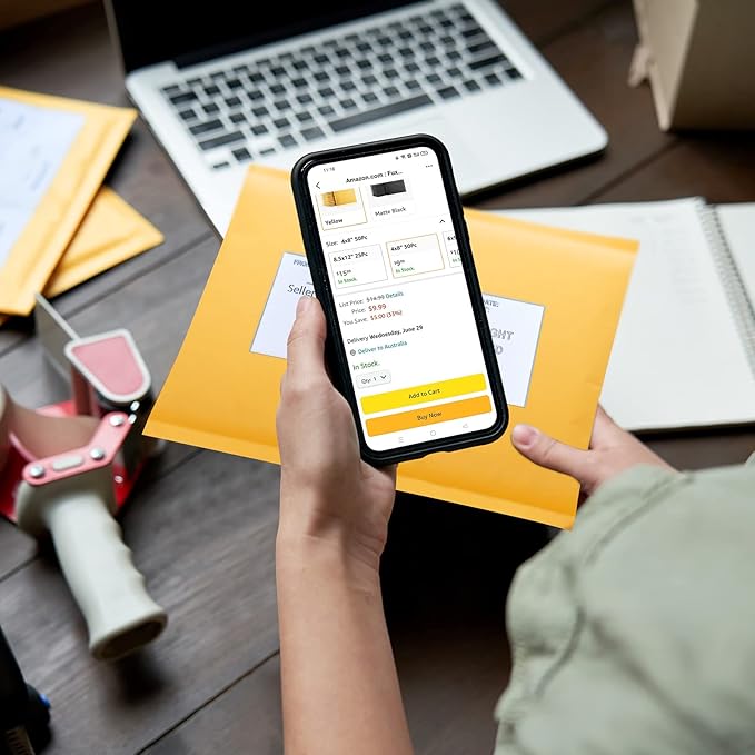 Fuxury Kraft Bubble Mailer 6x10 Inch 25 Pack,Strong Adhesion Padded Envelopes,Self Seal Bubble Envelopes, Waterproof Cushioned Padded Mailers Packaging for Small Business,Bulk #0 Mailers Yellow