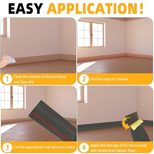 GSCIT Club Dark Walnut Wallpaper, 24 inch X 15ft Self Adhesive Wood Grain Repair Tape Patch for Tables, Chairs, Baseboards, Doors, Windows, Floors, Handicraft DIY.