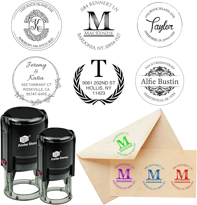 EAQ Custom Stamp Self Inking Return Address Stamp, Personalized Stamp with Text Logo | Business Logo Stamp | Address Stamp | Wedding Stamp