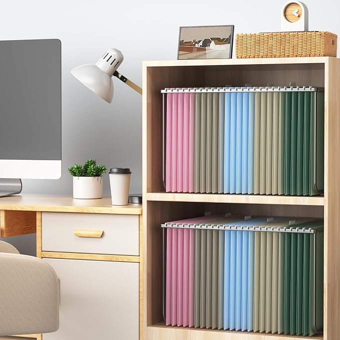 Hanging File Folders Letter Size, 25 Pack File Organizer Folders,1/5-Cut Tabs with Hanging File Folder Frame, Heavy Duty 1 Inch Expansion, Stay Organized for Your Home and Office Bulk File.