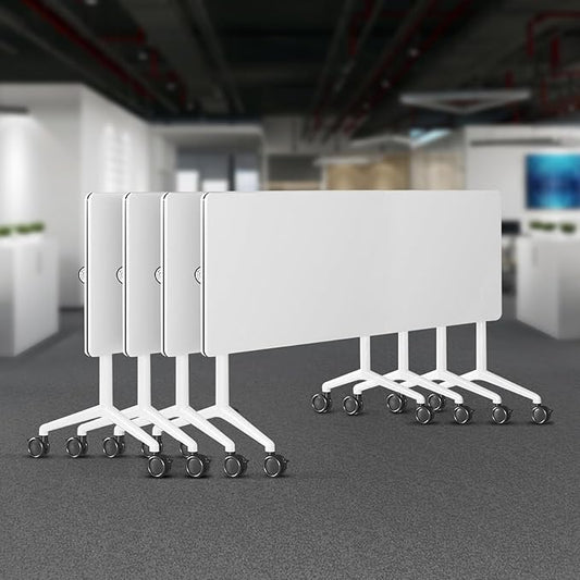 Folding Conference Room Tables 6 Pack, Foldable Modern Mobile Meeting Table Desk Training Table 6FT Large Rolling OfficeTable for Conference Training Classroom (4, 70.8" * 23.6" * 29.5")