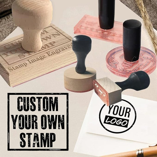 Custom Stamp with Logo Text - Personalized Rubber Stamp with Handle - Address Stamps for Business or Crafting - Rectangle 2"x3"
