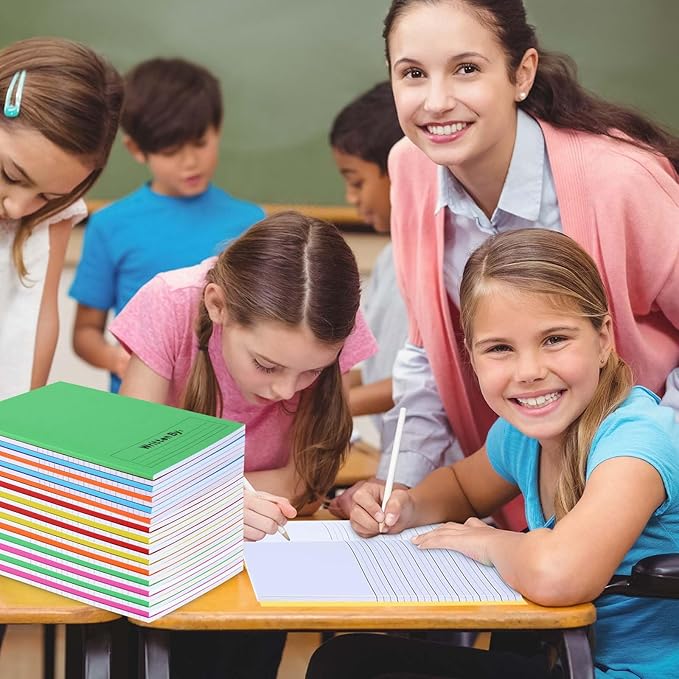 Henoyso 24 Pcs 120 Pages Primary Composition Notebooks K-2 9 3/4 x 7 1/2 Inch Journals Primary Journals Blank Books for Kids to Write Stories Kindergarten (Colorful)