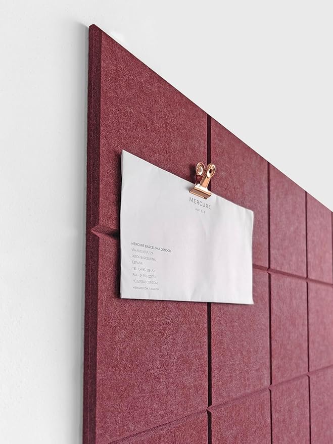 Cork Board 24 x36 Alternative - 6 Pack Felt Wall Tiles with Safe Removable Adhesive Tabs, Cork Boards for Walls Cork Board for Home Office Pin Board Tack Board - Red Wine