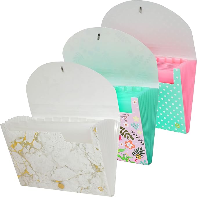 CNK File Folder Organizer with 13 Pocket Accordion Binder Expanding Folders for Document Receipt Paper Document Pocket Accordian Expandable Holder Files School Office Labels Letter Filing