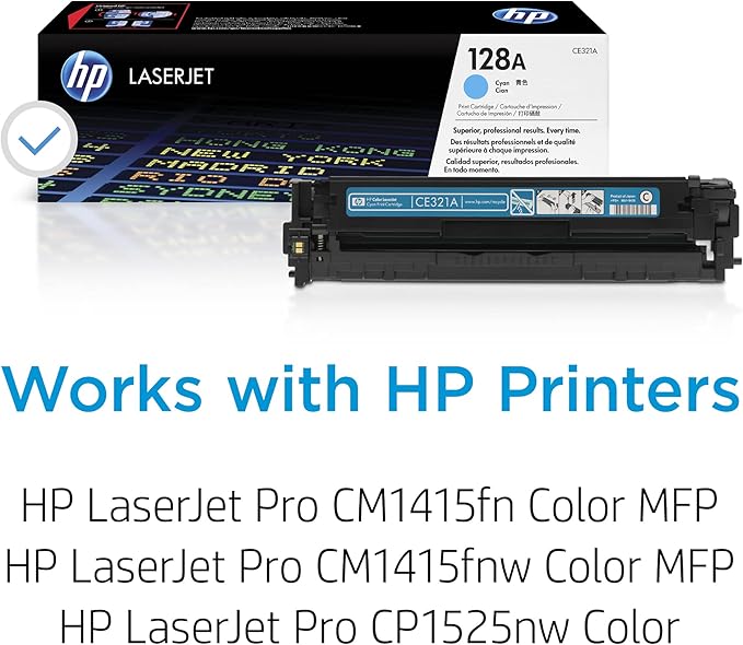 HP 128A Cyan Toner Cartridge | Works with HP LaserJet Pro CM1415 Color, CP1525 Color Series | CE321A