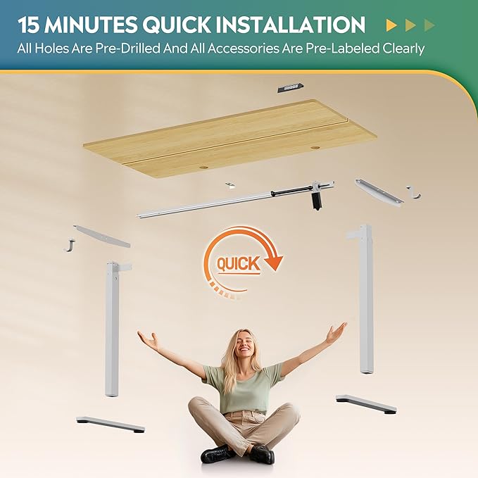 DEVAISE 55 Inch Electric Standing Desk, 3 Adjustable Height Stand up Desk for Home Office, Ergonomic Sit to Stand Desk with LED Touchscreen, Headphone Hook, 3 Memory Preset Computer Desk (Maple)