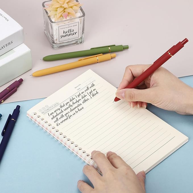 Gel Pens 6Pcs, 0.7mm Smooth Writing Black Ink Pens for Journaling, Cute Aesthetic Office Desk Accessories, School Supplies, Gift for Students & Artists (6Pcs Vintage-Black Ink)