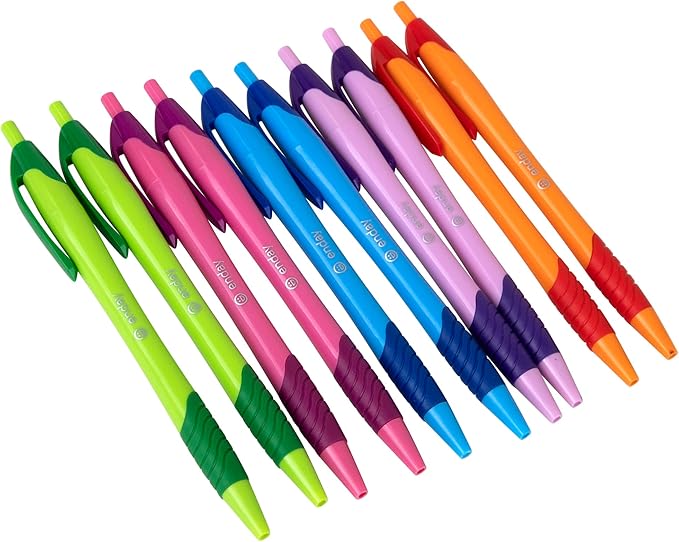 Enday Pens Bulk (75 Pack), Retractable Ball Point Pens Black Ink, Medium Point (1.0mm), Comfortable Grip, Smooth Writing Pens for School & Office