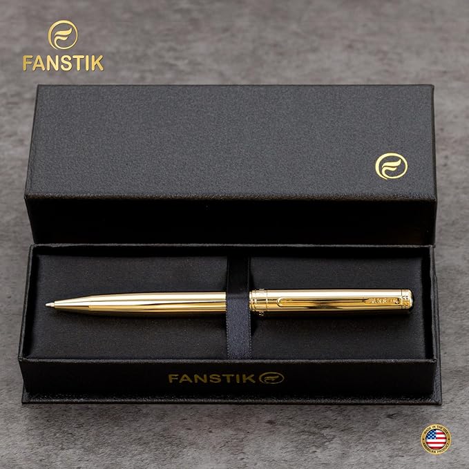 Customized Gold Luxury ballpoint pen (Made In USA) fancy gift set for women, Real 24K Gold Plating, Professional executive pen gift set for men (Lux Custom-BallPoint Gld)