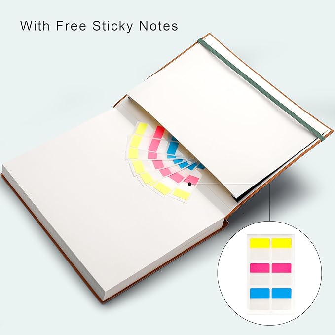 EMSHOI A4 College Ruled Notebook Journal- 400 Pages (200 sheets), 7mm Spacing & Vegan Leather Cover for Work, School, Bible Study, Bullet Journaling- with Sticky Notes, Pocket & Pen Holder - Orange