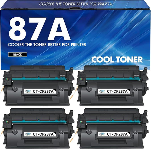 Cool Toner Compatible Toner Cartridge Replacement for HP 87A CF287A 87X CF287X for Enterprise M506dn M506n M506x M501dn MFP M527dn M527f M506 M501 M527 Series Printer Ink (Black, 4 Pack)
