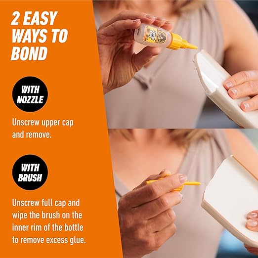 Gorilla Super Glue with Brush & Nozzle Applicator, Clear Glue, 12 Gram (Pack of 2) - All Purpose and Fast Setting for Projects and Repairs