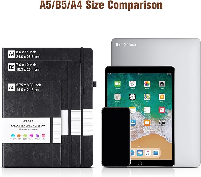 College Ruled Notebook, Large A4 Hardcover Leather Journal, 312 Numbered Pages Writing Journal, 100gsm No Bleed Paper, Lined Journal Notebook for Women Men School Office, 8.5''×11'', Brown