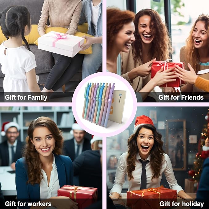 Gel Pens, 0.7mm Fine Point Black Cute Pens, smooth writing pens, High-End Series nice pens for Journaling Note Taking,Girl Birthday present,cute pens for women(10 Pcs Gradient-Black Ink)