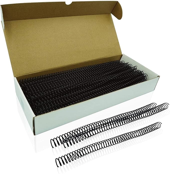 Binditek 100 Pack Plastic Spiral Binding Coils, 8mm(5/16"), 40 Sheet Capacity, 4:1 Pitch, Black, 48Loops, for Letter Size, for Students and Coworkers