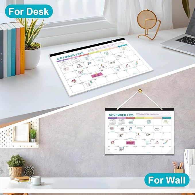 Gannyfer Calendar 2025-2026, Fridge Calendar Magnet, 18 Monthly Small Yearly Desk/Wall Calendar, July 2025 - Dec 2026, 14" x 11", with Plastic Cover Corner Protectors Hanging String, Organizers for Office, Home and School (3 Sticker)