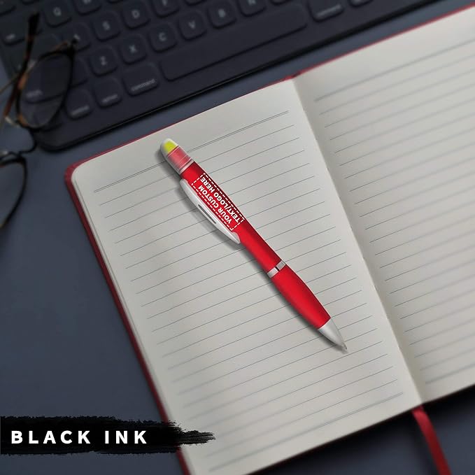 DISCOUNT PROMOS 100 Marathon Gel Highlighter Pens Pack - Customizable Text, Logo - Twist Mechanism, Ballpoint - Red