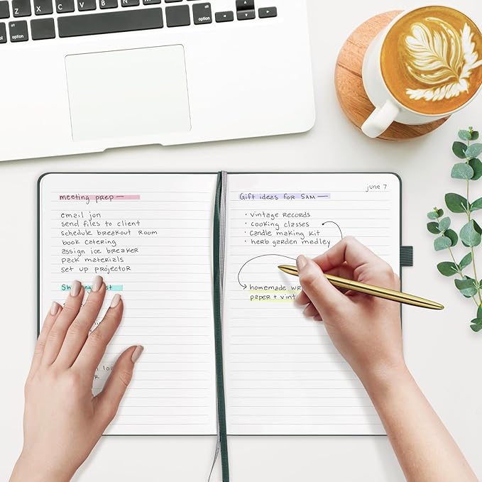 &And Per Se Lined Journal Notebook (10 Packs), 160 Pages, A5 5.7 x 8 inches College Ruled Thick Paper Notebook Journals for Writing, Hardcover Notebooks for Women Men Office School (Green)