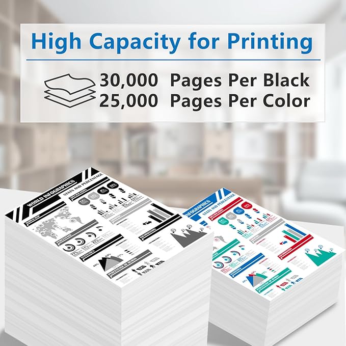 High Yield C60 C70 Toner Cartridge 006R01655 006R01656 006R01657 006R01658 Toner Cartridge Compatible with Xerox C60 C70 Toner Color C60 C70 Printer (4-Pack, Black/Cyan/Magenta/Yellow)