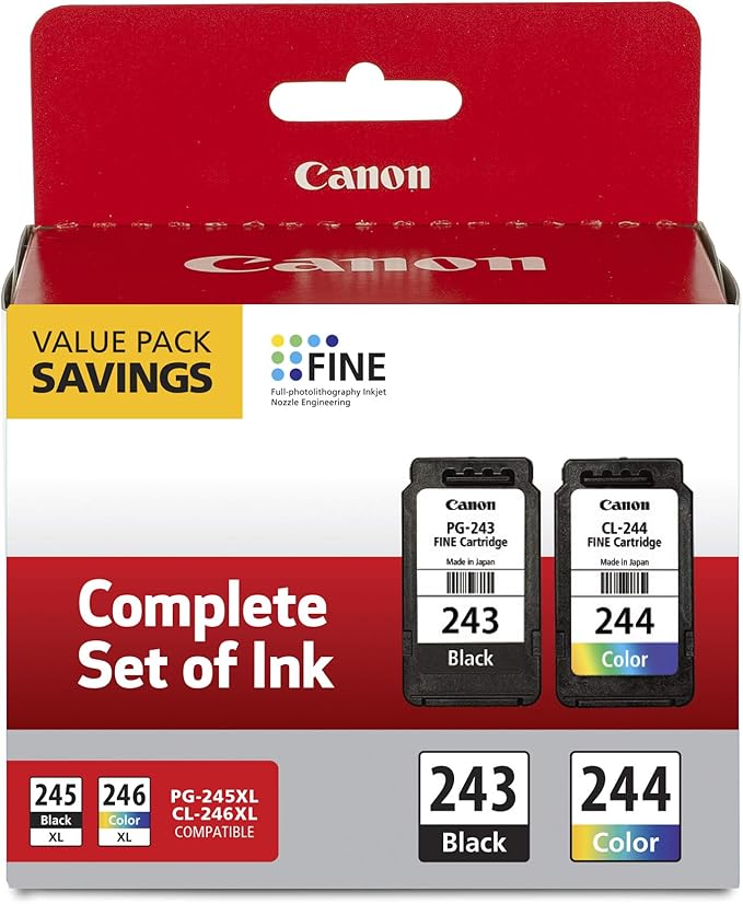Canon PG-243/ CL-244 Ink Multi Pack, Compatible to TR4520, MX492, MG2520, MG2922, TS302 and TS202 & CL-241XL Compatible to MG2120/MG3120/MG4120,MG3222,MG3520,MG3620,MX459,MX472
