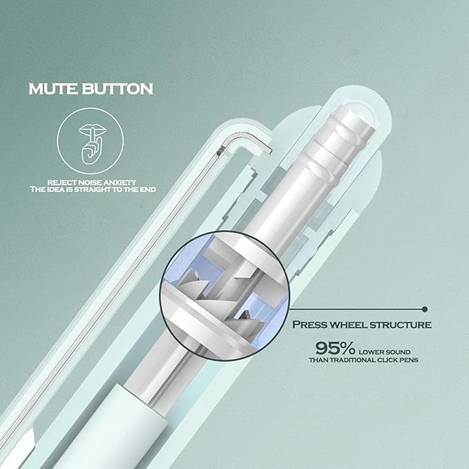 DUNBONG Retractable 0.5mm Porous Point Pen, metal clip, non-slip pen holder, Black ink gel pens, Box of 6 Pens (6)