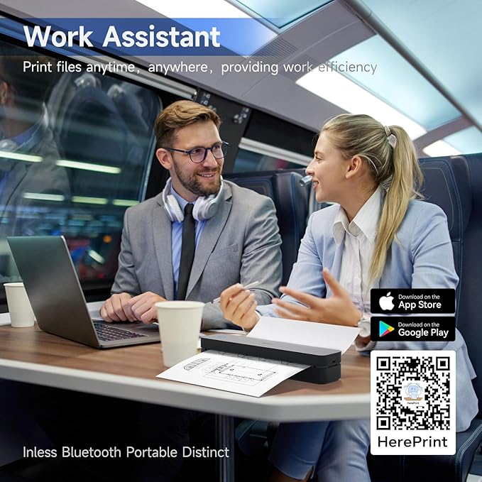 iDPRT Portable Printer Wireless for Travel, 300DPI Bluetooth Thermal Printer Support for 8.5"x11" US Letter, Inkless Compatible with iOS, Android, Laptop for Office, Car and Home, School