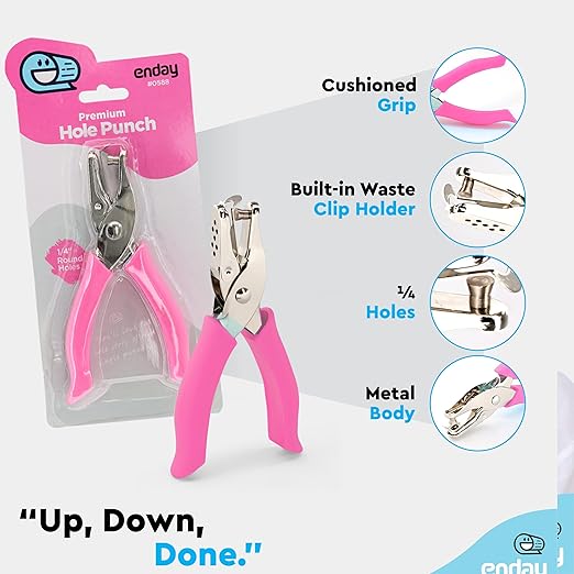 Emraw Premium Single Hole Paper Punch Cushion Grip Heavy Duty Hole Puncher for Greeting Cards Scrapbook Notebook Puncher Craft Paper Hand Tool Pack of 6