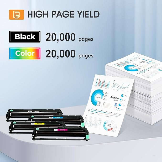DR229 DR229CL Drum Unit 4-Pack Compatible Replacement for Brother DR229 DR-229CL for MFC-L3780cdw MFC-L3720cdw HL-L3220cdw HL-L3280cdw HL-L3295cdw DCP-L3560cdw Printer (Black Cyan Magenta Yellow)