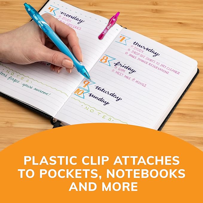 BIC Gelocity Quick Dry Assorted Colors Gel Pens, Medium Point (0.7mm), 8-Count Pack, Retractable Gel Pens With Comfortable Full Grip