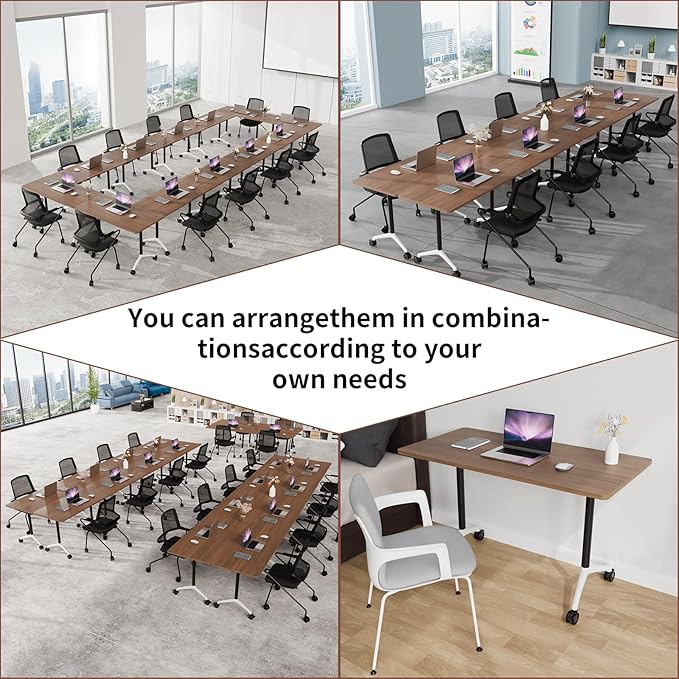 Conference Room Table with Flip-Top Design for Dynamic Meetings, Business Table Computer Desk with Heavy-Duty Frame,Foldable Seminar Meeting Tables for Home Office (2, A, 47.2IN)