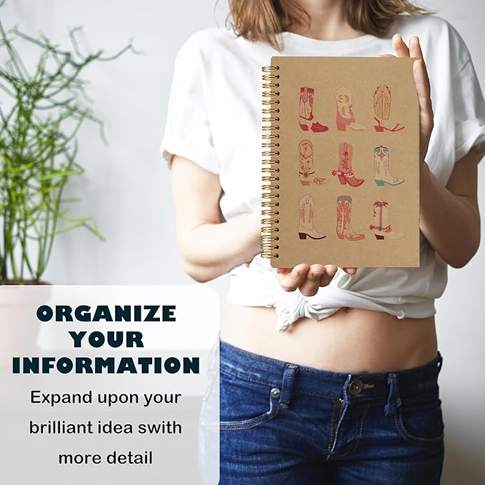 BearCake Cowgirl Boot Notebook, Cowgirl Stuff, Cowgirl Gifts, Western Office Supplies, Western Stuff for Women, Boho Western Notebook Journal 5.5x8.3 kraft paper