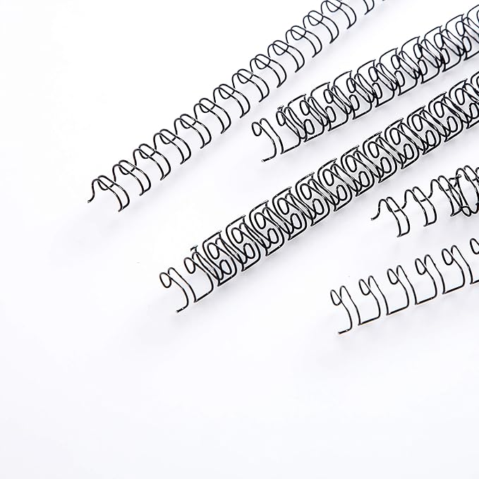 BNC Double Loop Wire Binding Rings Letter Size 3:1 Loops 32 Holes Black Color Pack of 100 (1/4 Inches)