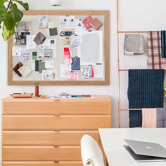 Cork Board Bulletin Board 18" x 24", 2-Pack Large Linen Corkboards with Frame for Walls, Cute Picture Display Pin Board Vision Board for Room School Office Bedroom 40 Pushpins Carbonized Black