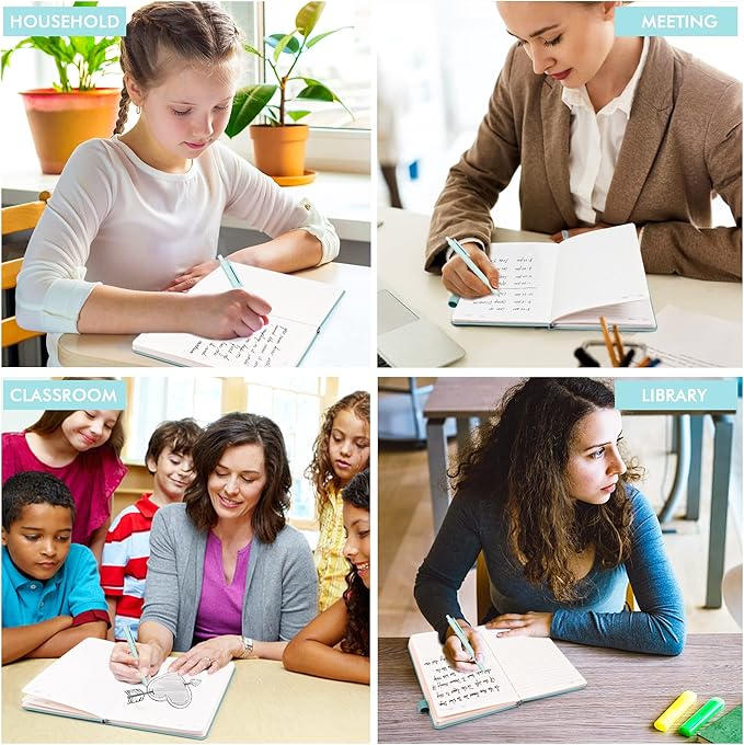 feela 3 Pack Notebooks Journals Bulk, Hardcover Notebook Classic Ruled Lined Journals with Pen Holder for Women Girls School Business Supplies, with 3 Black Pens, 120 GSM, 5.1”x8.3”, A5, Sky Blue