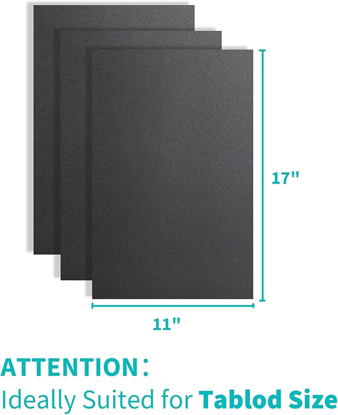 Binditek 100 Pack 16 Mil Sand-Textured Polycover, 11 x 17 Inches Binding Front and Back Covers, Lightly Sanded Finish, Heavyduty Presentation Covers, Tabloid, Black
