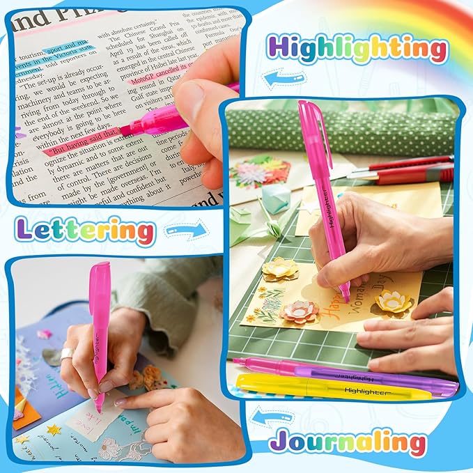 GORWARE 156 Pack Highlighters, Chisel Tip, 6 Assorted Colors, Non-Toxic Highlighter Markers for Adults Kids Highlighting in Home School Office (156)