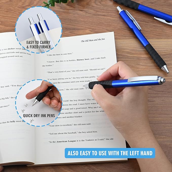 Bulk Gel Pens,50pcs Black ink Gel Pens.Wholesale Retractable Ballpoint Pen,0.5mm Fine Tip for School,Office, Nurses Notes Office Supplies(Blue body)