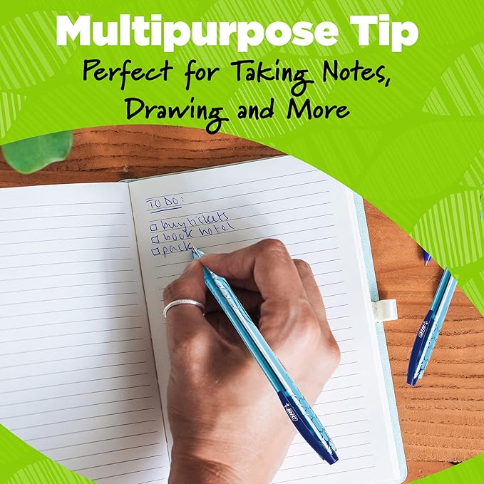 BIC Ecolutions Ocean-Bound Plastic Gel Pens, Medium Point (0.7 mm), 12-Count Pack, Retractable Assorted Ink Pens Made from 78% Ocean-Bound Recycled Plastic Excluding Ink Cartridge